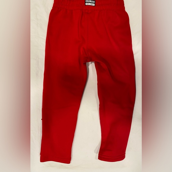 NEW OshKosh B’Gosh Toddler Boys Red Sweat Pants Drawstring w/zipper legs Size 4 - Picture 2 of 7